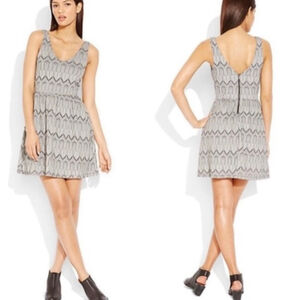 Women's Lucky Brand Grey Black Patterned Mini Dress Size M